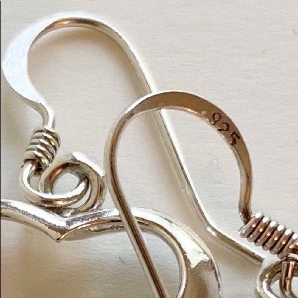 Sterling Silver Heart Pierced Dangle Earrings - Picture 6 of 8